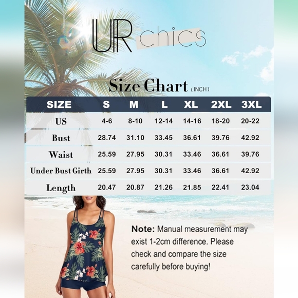 2 Piece PLUS SIZE Tankini Swimsuit - Picture 4 of 5